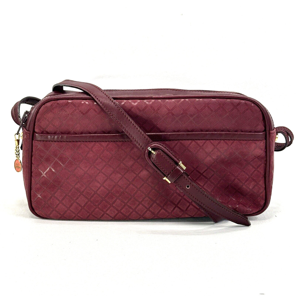 Vtg Diva Crossbody Handbag S Wine Leather Argyle Purse Shoulder Camera Bag